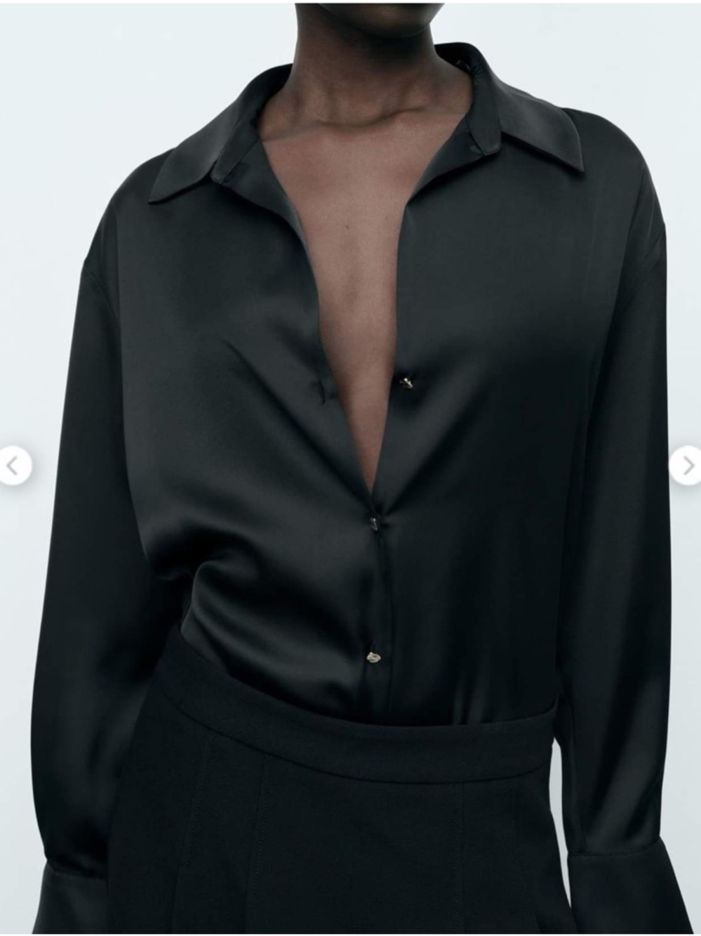 ZARA BUTTON FRONT SATIN EFFECT SHIRT BLOUSE